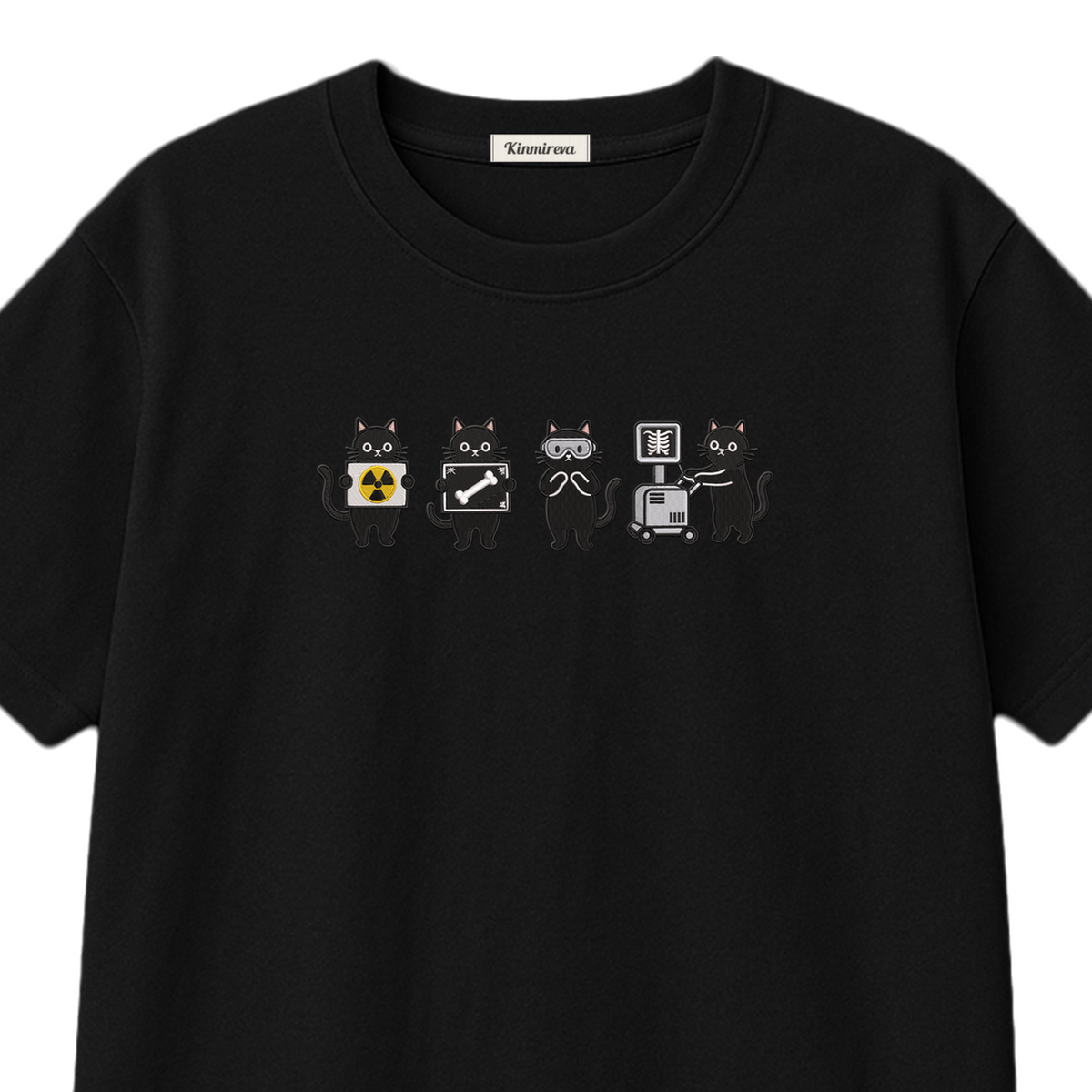 Radiology Tech Black Cat Squad X Ray embroidered t-shirt — chest embroidery