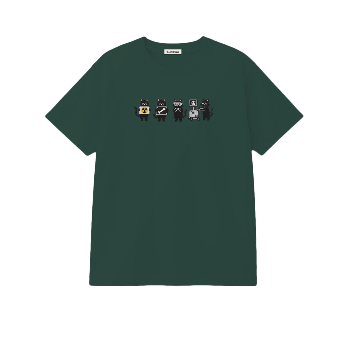 Radiology Tech Black Cat Squad X Ray embroidered t-shirt in Forest Green — chest embroidery