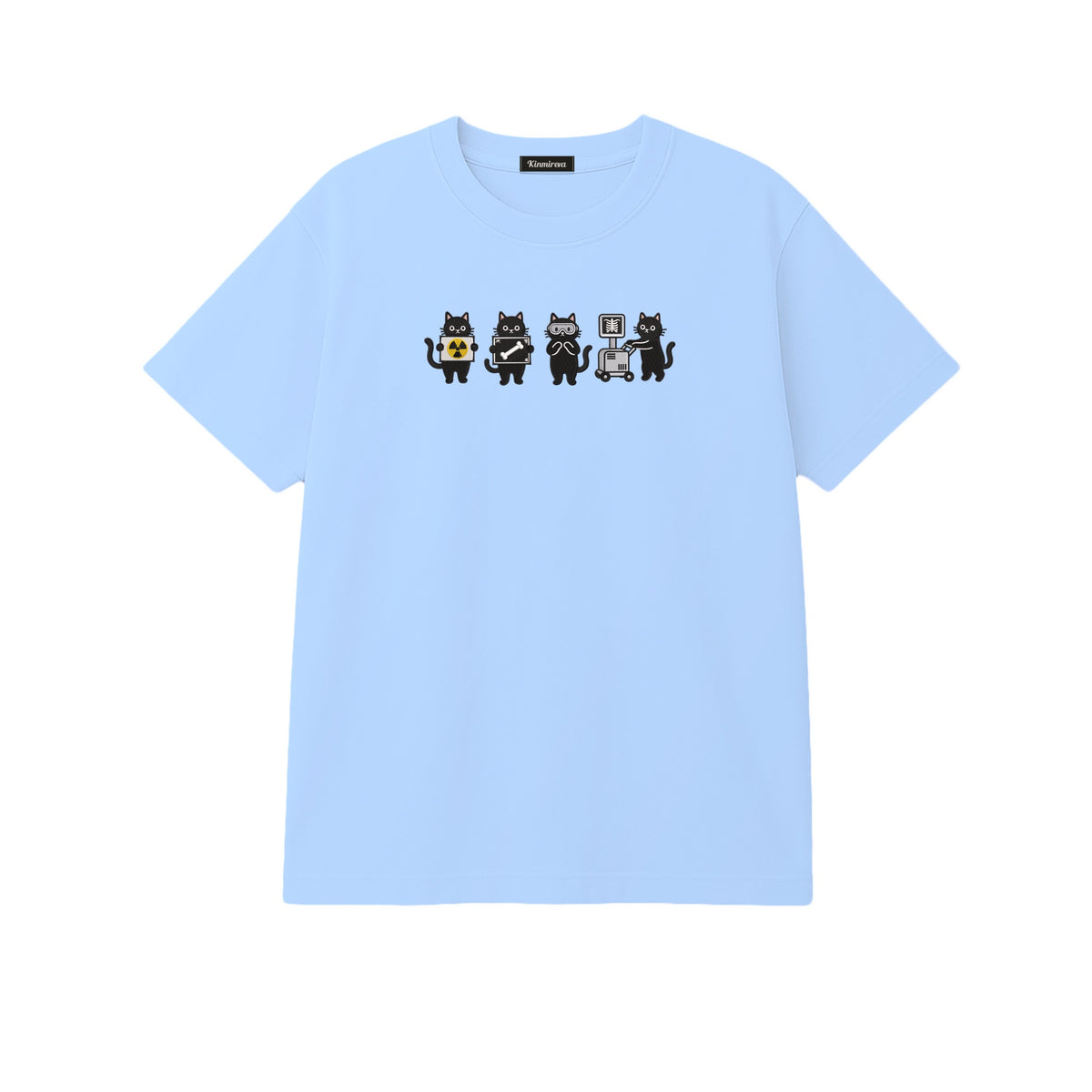 Radiology Tech Black Cat Squad X Ray embroidered t-shirt in Light Blue — chest embroidery
