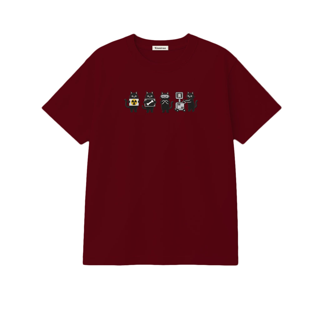 Radiology Tech Black Cat Squad X Ray embroidered t-shirt in Marron — chest embroidery
