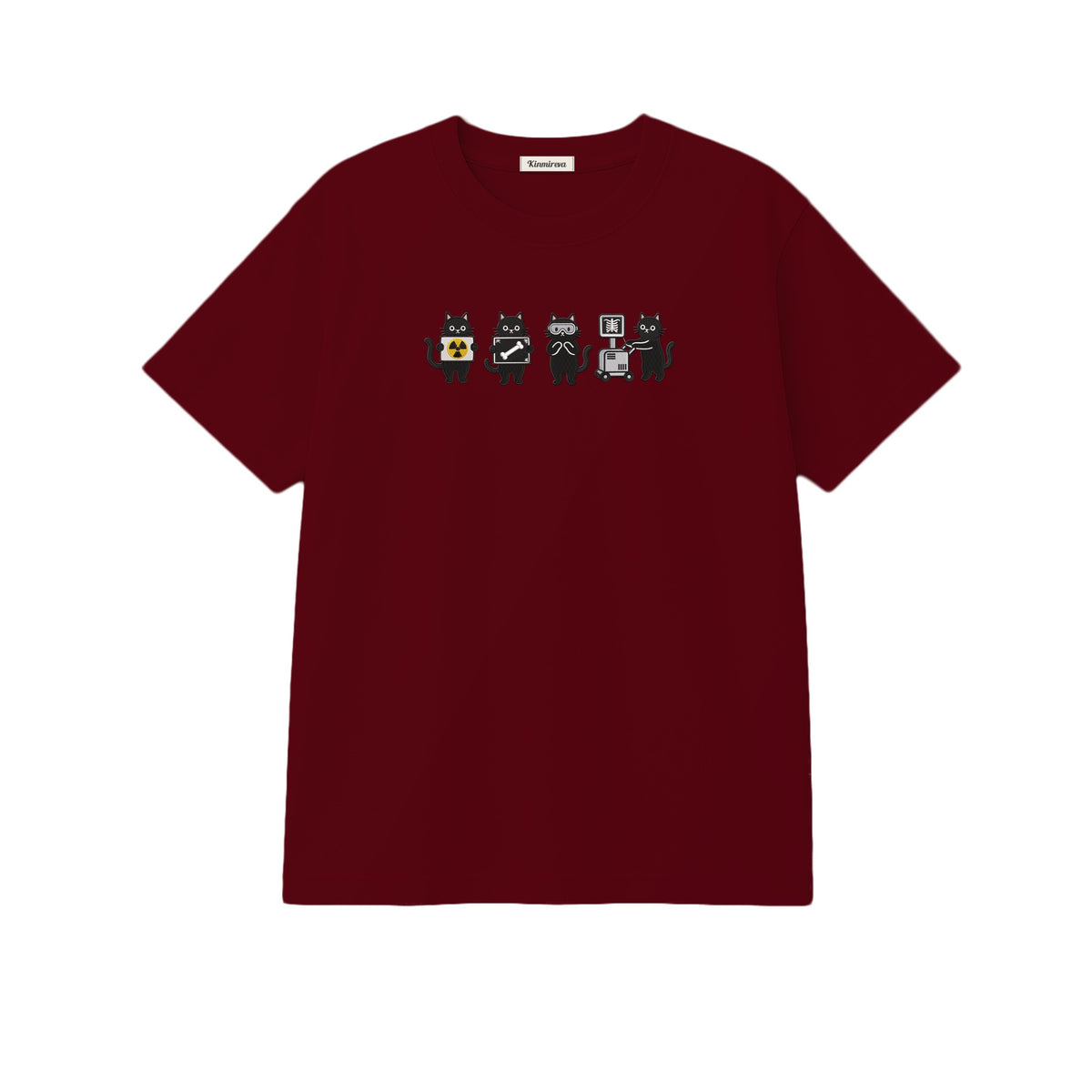 Radiology Tech Black Cat Squad X Ray embroidered t-shirt in Marron — chest embroidery