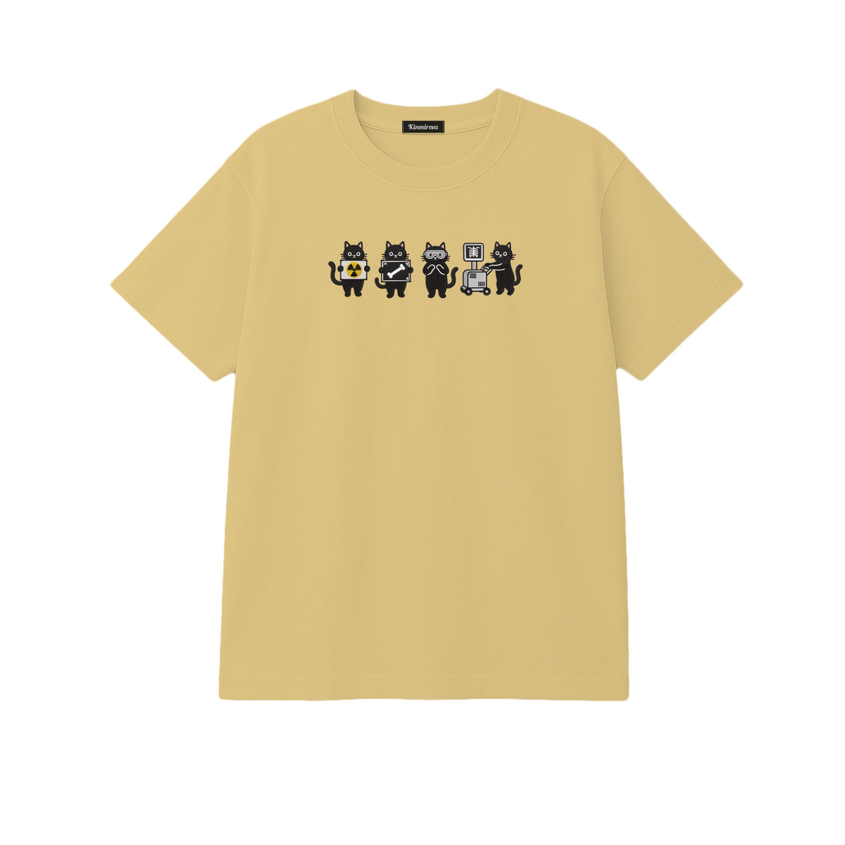 Radiology Tech Black Cat Squad X Ray embroidered t-shirt in Sand — chest embroidery