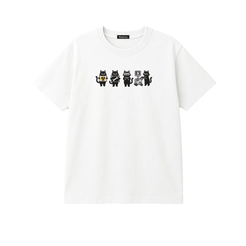 Radiology Tech Black Cat Squad X Ray embroidered t-shirt in White — chest embroidery