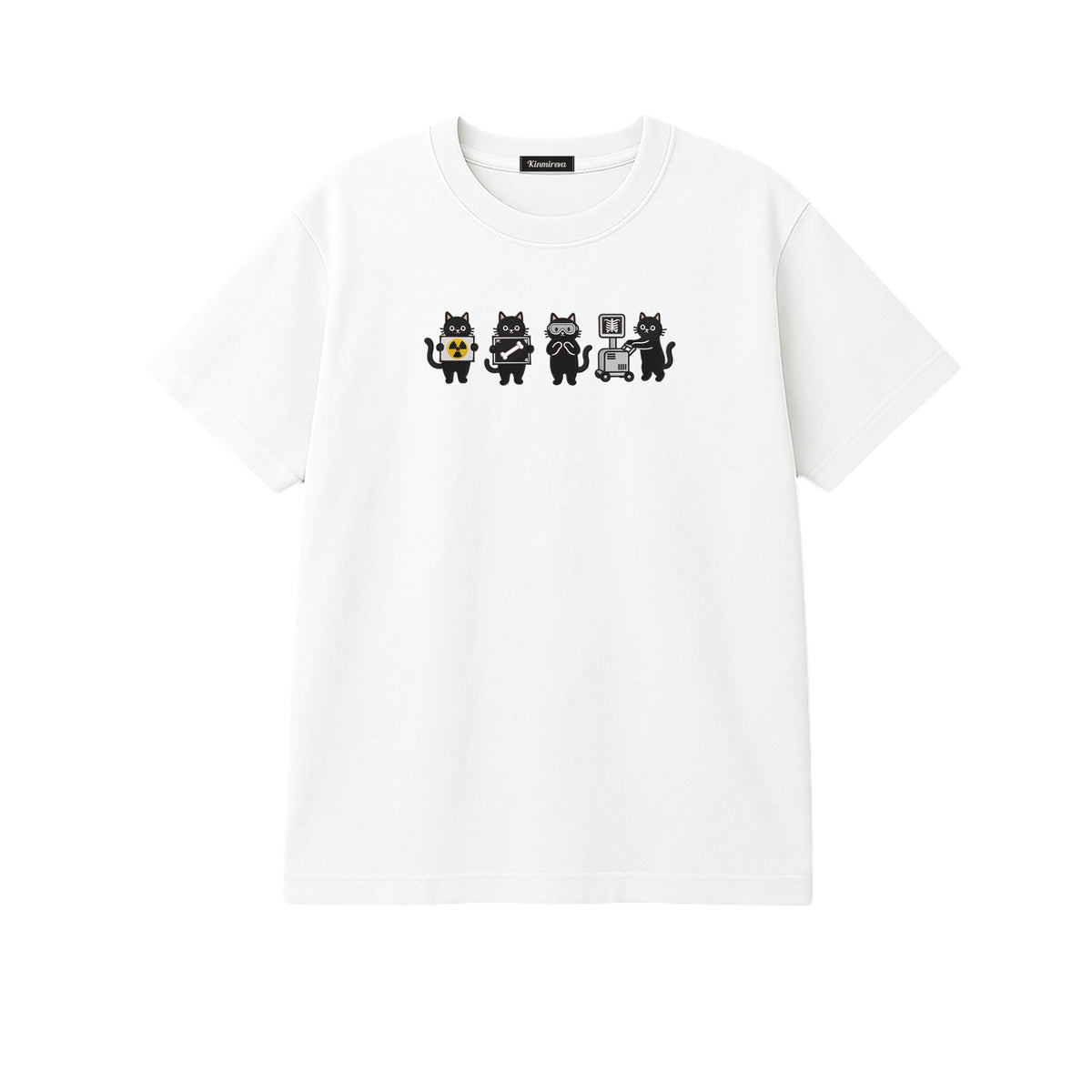 Radiology Tech Black Cat Squad X Ray embroidered t-shirt in White — chest embroidery