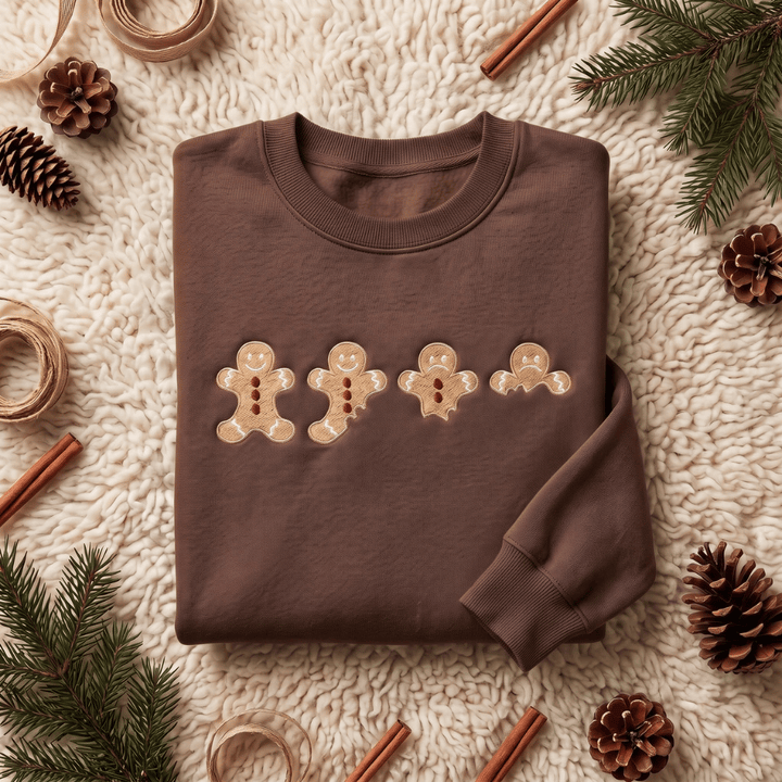 Bitten Gingerbread Men Cookies Funny Christmas Embroidered Sweatshirt