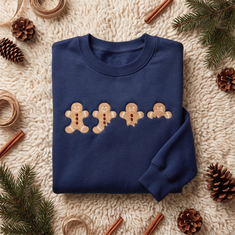 Bitten Gingerbread Men Cookies Funny Christmas Embroidered Sweatshirt