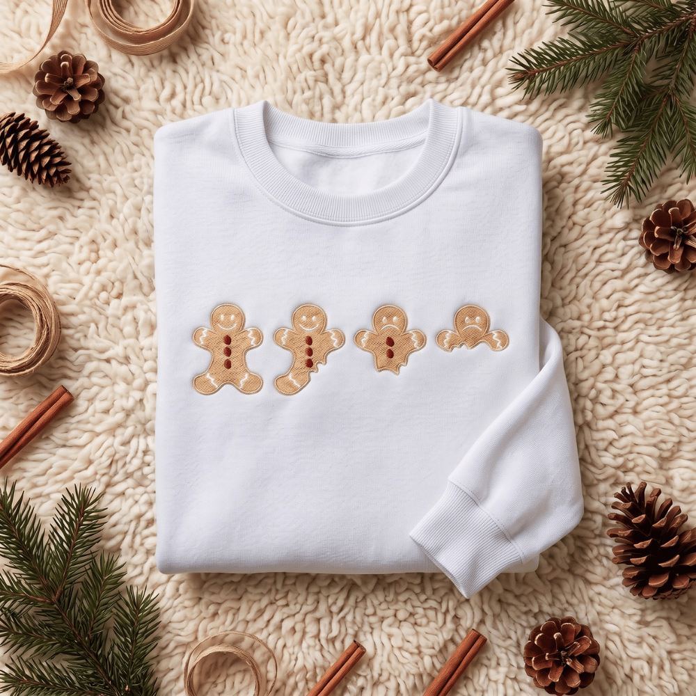 Bitten Gingerbread Men Cookies Funny Christmas Embroidered Sweatshirt