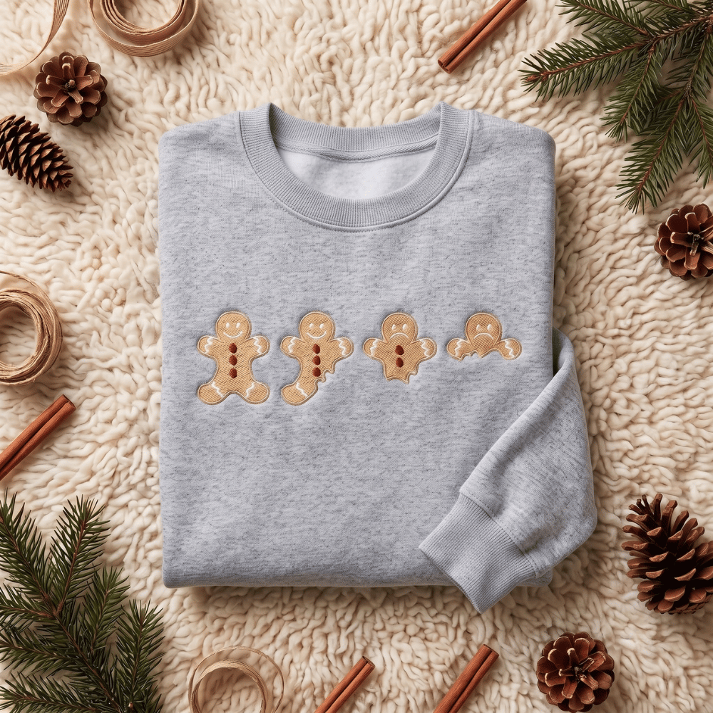 Bitten Gingerbread Men Cookies Funny Christmas Embroidered Sweatshirt