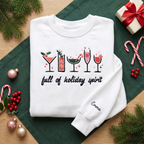 Full of Holiday Spirit Festive Drinks Personalized Christmas embroidered sweatshirt — front view
