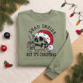 Dead Inside But It's Christmas Funny Skeleton Santa Hat embroidered sweatshirt — front view