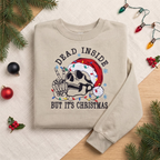 Dead Inside But It's Christmas Funny Skeleton Santa Hat embroidered sweatshirt — front view