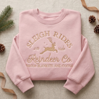 Vintage Sleigh Rides Reindeer Co. 25 Cent Ride Warm Blankets Cocoa Christmas embroidered sweatshirt — front view