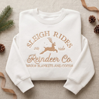 Vintage Sleigh Rides Reindeer Co. 25 Cent Ride Warm Blankets Cocoa Christmas embroidered sweatshirt — front view