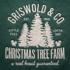 Vintage Christmas Tree Farm Little Full Lotta Sap Pine Trees Squirrels embroidered sweatshirt — front view
