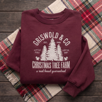 Vintage Christmas Tree Farm Little Full Lotta Sap Pine Trees Squirrels embroidered sweatshirt — front view