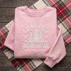 Vintage Christmas Tree Farm Little Full Lotta Sap Pine Trees Squirrels embroidered sweatshirt — front view