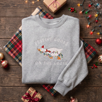 Festive Goose On The Loose Santa Hat Christmas Lights Funny Embroidered Sweatshirt
