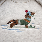 The Personalized Dachshund Skiing Fair Isle Sweater Winter Beanie embroidered sweatshirt — front view