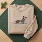 The Personalized Dachshund Skiing Fair Isle Sweater Winter Beanie embroidered sweatshirt — front view