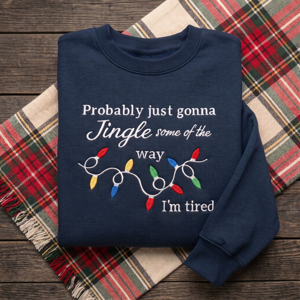 Probably Just Gonna Jingle Some Of The Way Funny Christmas Lights Embroidered Sweatshirt