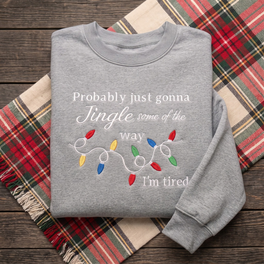 Probably Just Gonna Jingle Some Of The Way Funny Christmas Lights Embroidered Sweatshirt