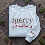 Personalized Merry Christmas Botanical Holly Berry Leaf Letters Embroidered Sweatshirt
