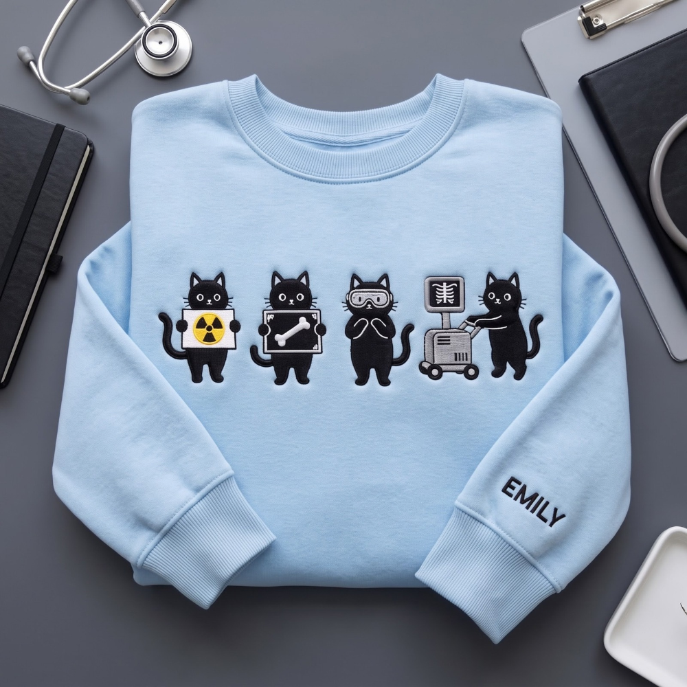 Personalized Radiology Black Cats X-Ray Tech embroidered sweatshirt — front view