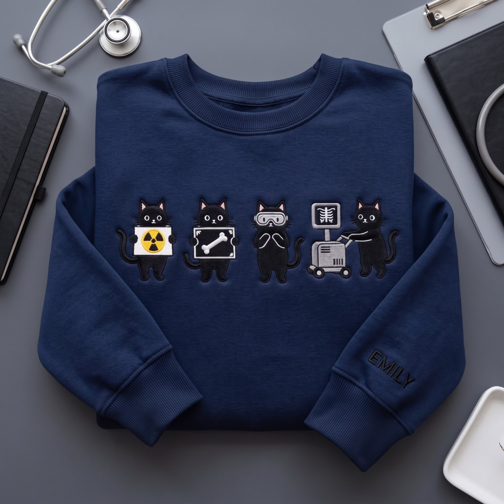 Personalized Radiology Black Cats X-Ray Tech embroidered sweatshirt — front view