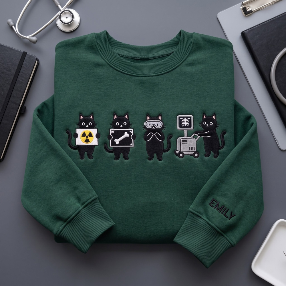 Personalized Radiology Black Cats X-Ray Tech embroidered sweatshirt — front view