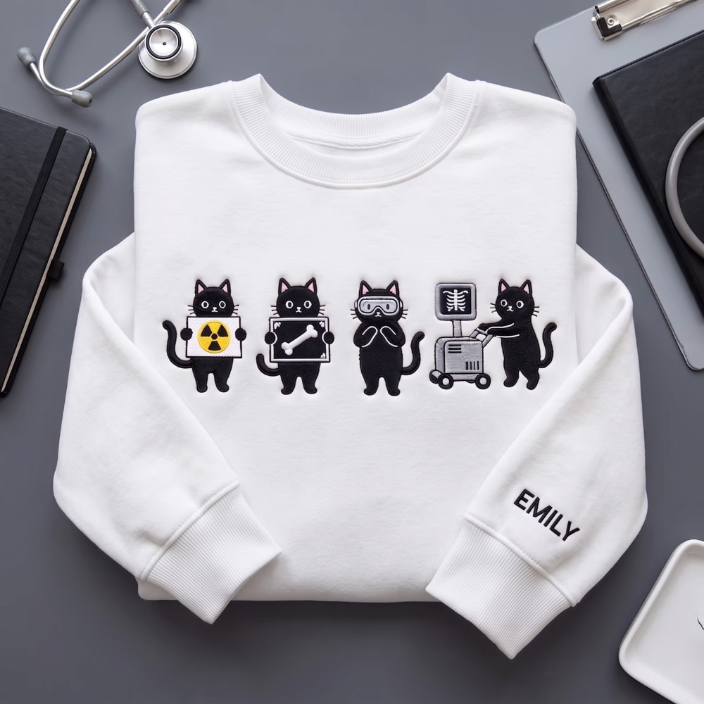 Personalized Radiology Black Cats X-Ray Tech embroidered sweatshirt — front view