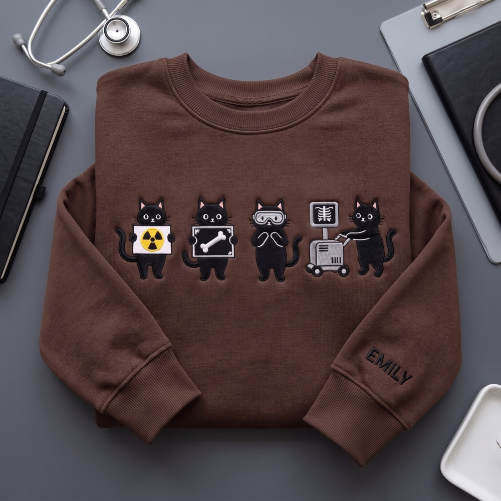 Personalized Radiology Black Cats X-Ray Tech embroidered sweatshirt — front view