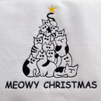 Personalized Meowy Christmas Cat Tree Stacked Cats Gold Star Embroidered Sweatshirt
