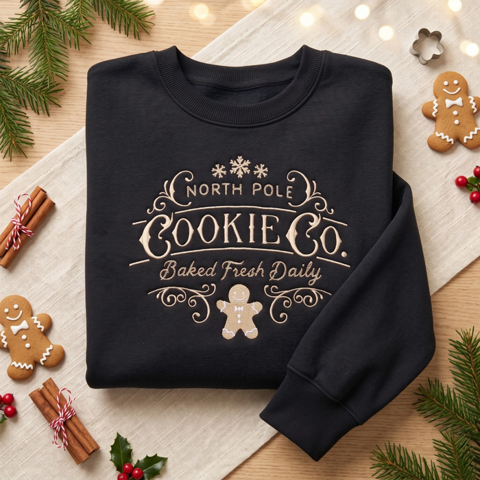 North Pole Cookie Co. Vintage Gingerbread Man Christmas Embroidered Sweatshirt