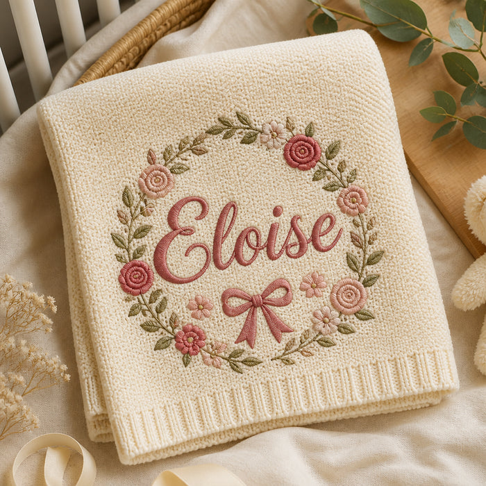Personalized Baby Name Blanket Knit Newborn Heirloom Gift Embroidered Baby Blanket