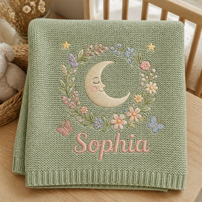 Personalized Floral Garden Embroidered Baby Blanket