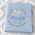 Personalized Baptism Embroidered Baby Blanket — Light Blue blanket
