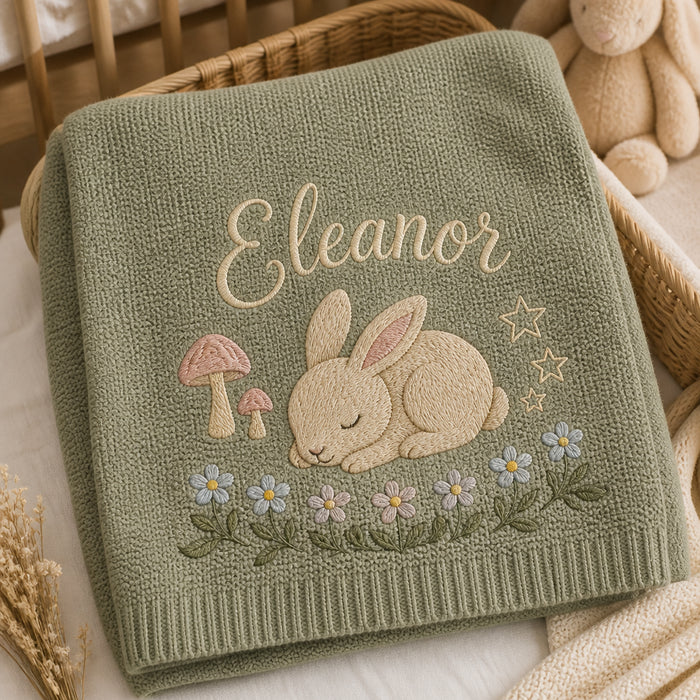 Personalized Woodland Animals Embroidered Baby Blanket
