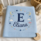 Personalized Initial Embroidered Baby Blanket — Light Blue blanket