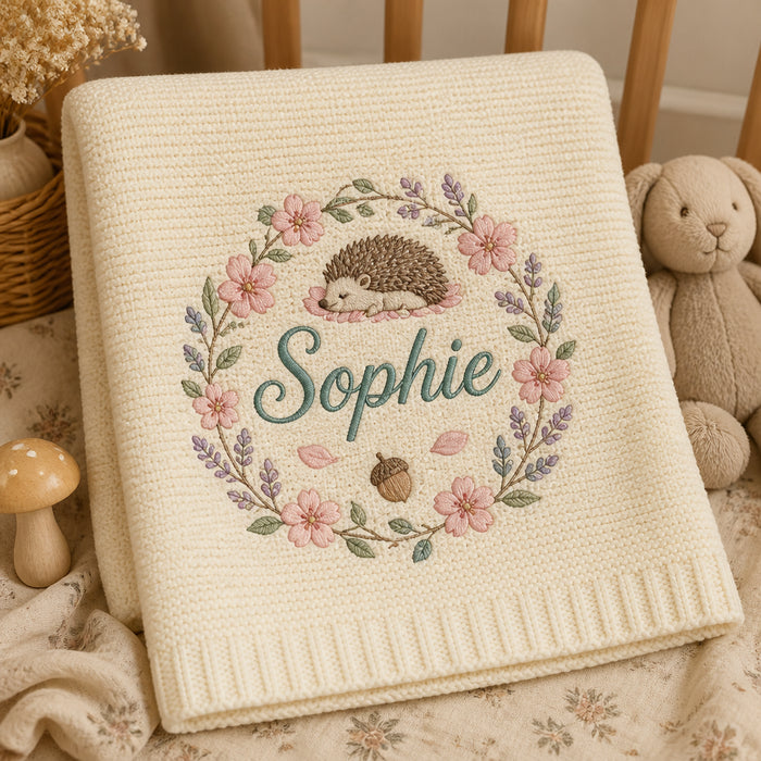 Personalized Floral Cherry Blossom Embroidered Baby Blanket