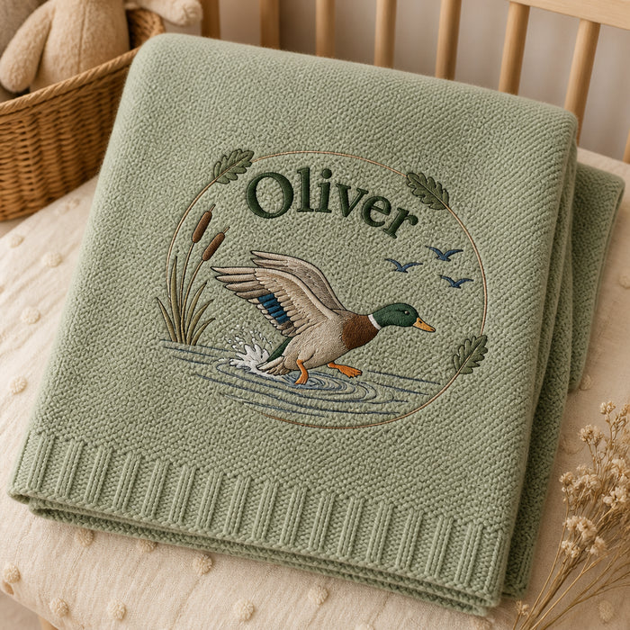 Personalized Mallard Duck Hunting Family Embroidered Baby Blanket