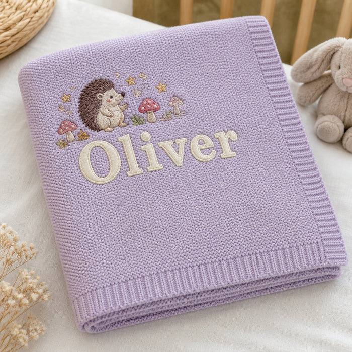Personalized Forest Animals Embroidered Baby Blanket