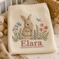 Personalized Bunny Meadow Embroidered Baby Blanket — Cream blanket