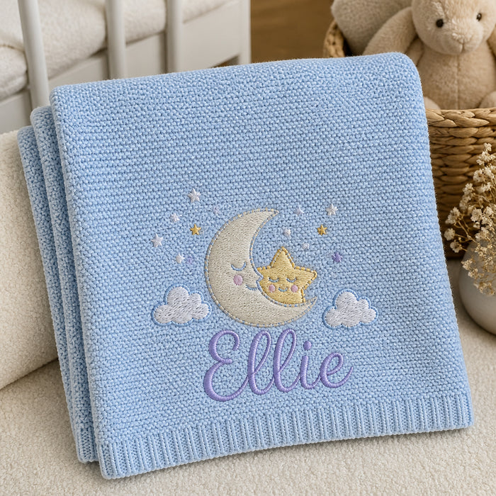 Personalized Baby Name Knit Blanket Newborn Shower Gift Embroidered Baby Blanket