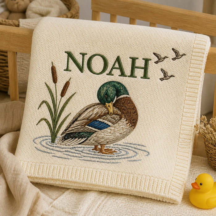 Personalized Mallard Duck Embroidered Baby Blanket