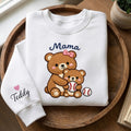 Mama Teddy Duo Baseball Catch embroidered sweatshirt — front view