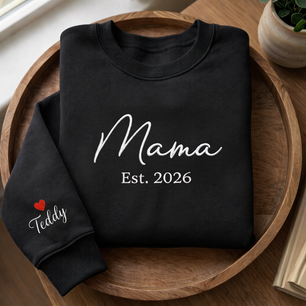 Cool Mama Club Retro Bubble Daisy embroidered sweatshirt — front view