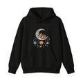 Sleepy Kitten Crescent Moon Galaxy embroidered hoodie in Black — front view