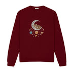 Sleepy Kitten Crescent Moon Galaxy embroidered sweatshirt in Marron — chest embroidery