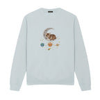 Sleepy Kitten Crescent Moon Galaxy embroidered sweatshirt in Sports Grey — chest embroidery