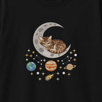 Sleepy Kitten Crescent Moon Galaxy embroidered t-shirt — chest embroidery